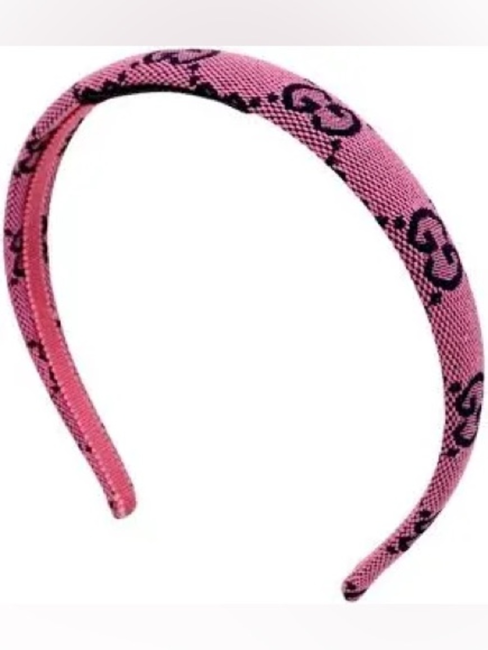 Gucci Pink Jacquard GG Headband with Black Logo